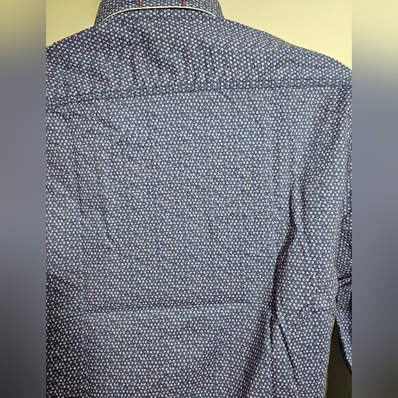 NEW Vintage Italia 1958 Cotton Long Sleeve Shirt Periwinkle Blue Pink Dot - Picture 7 of 14